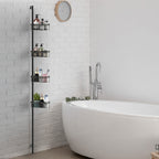 4-Tier Tension Pole Bathroom Rack, Adjustable Mesh Basket Organizer for Shower & Corner