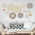 13 Pcs Boho Wall Basket Decor Set, Handmade Seagrass Woven Baskets for Living Room, Rustic Round Art