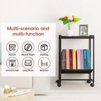 Vintage Vinyl Storage Unit and Turntable Station, Compact Black Side Table with 70 LP Capacity for Home Audio Setup