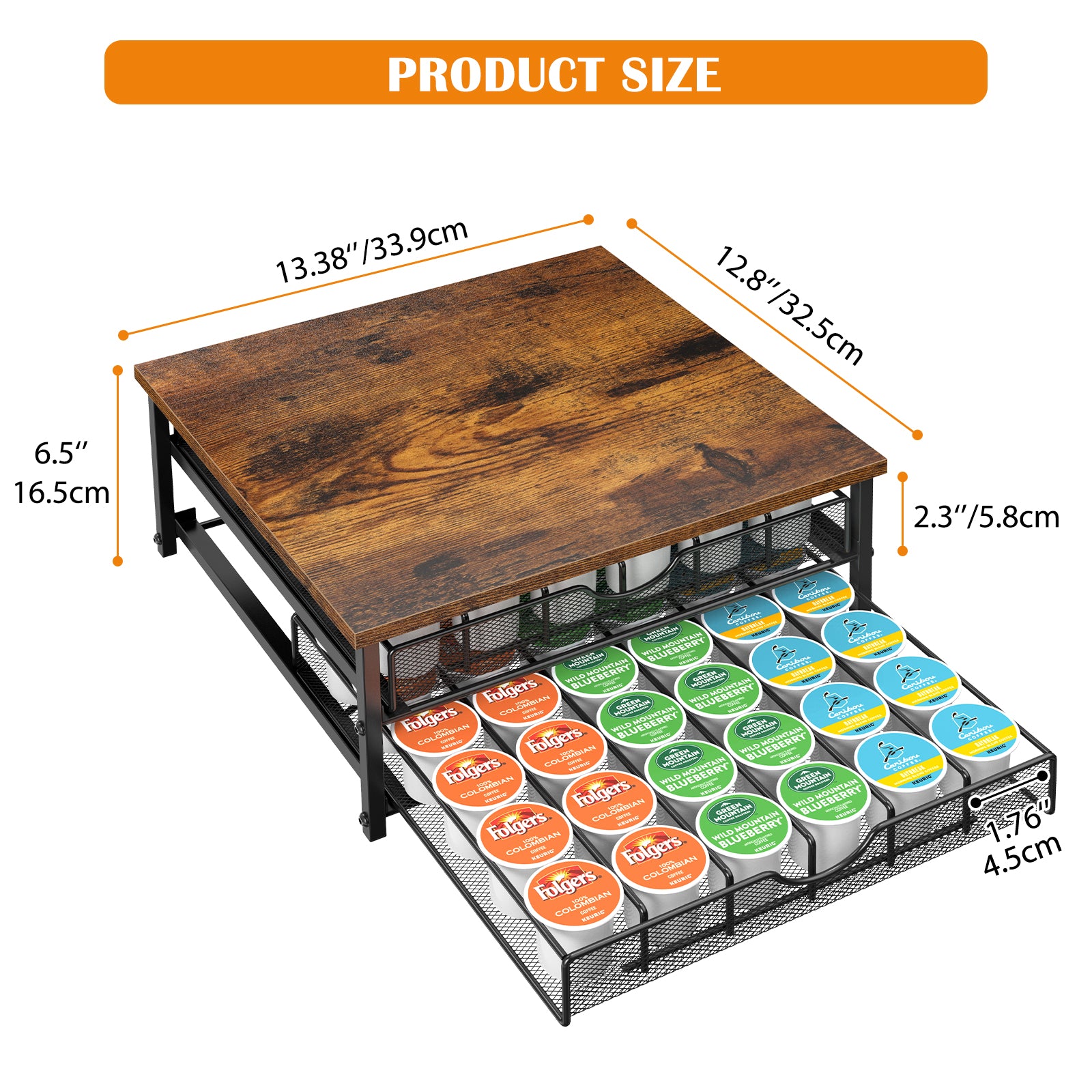 Urban Brew 72-Pod Coffee Drawer | Dual-Layer Sliding Organizer for K-Cups