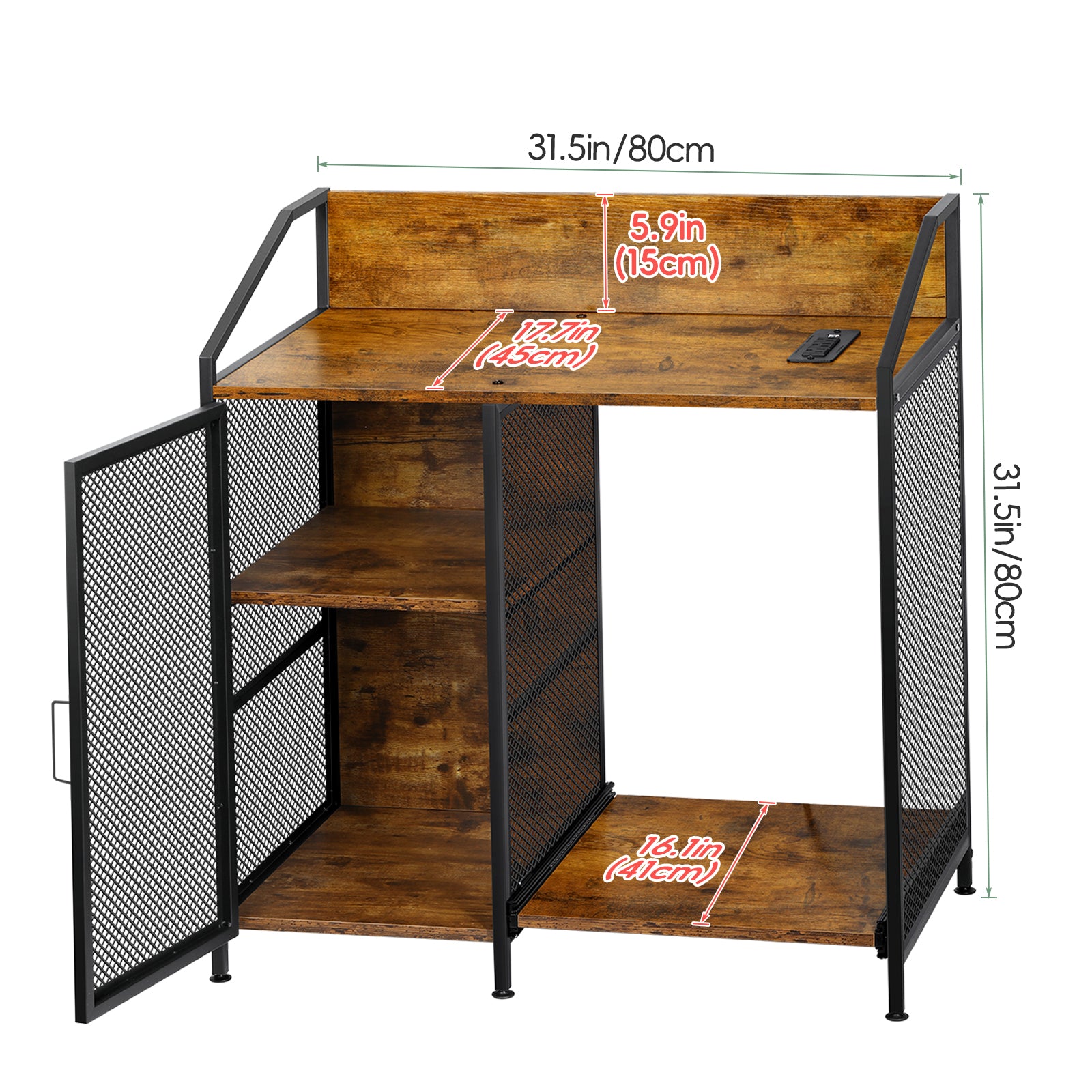File Cabinet with Charging Station - 3-Tier Printer Stand & Paper Shredder Holder for Office