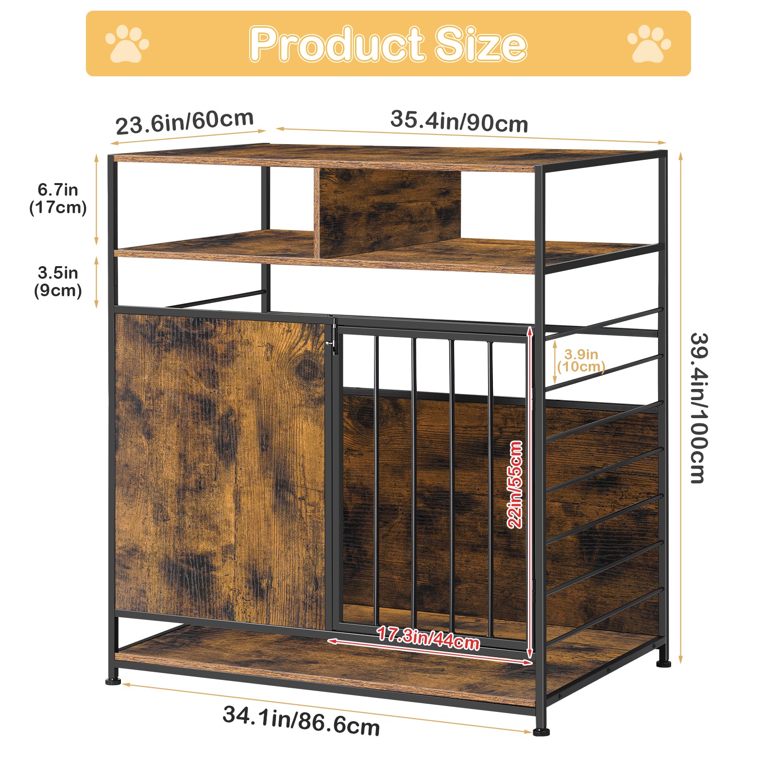 Furniture-Style Dog Crate with Storage Drawers & Wooden Top