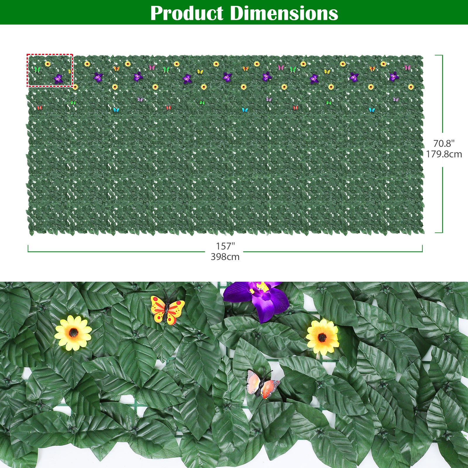 60-Pack Artificial Ivy Privacy Fence with Flowers & Butterflies - Large Decorative Hedge Screen for Backyard