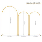 Set of 3 Gold Metal Arch Backdrop Stand, 7.3FT Large Central Arch & 2PCS 6FT Side Arched Frame, Heavy Duty Round Pipe Wedding Balloon Flower Arch Stand for Wedding Baby Shower Gender Reveal Birthday Party Ceremony Decor