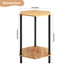 Set of 2 Hexagon Bamboo Side Tables - 2-Tier Modern Rustic Nightstands for Bedroom - Space-Saving End Tables for Living Room & Small Spaces