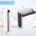Space-Saving 9L Wall-Mounted Foldable Garbage Bin for Kitchen Cabinetry, Bathrooms, and Workspaces