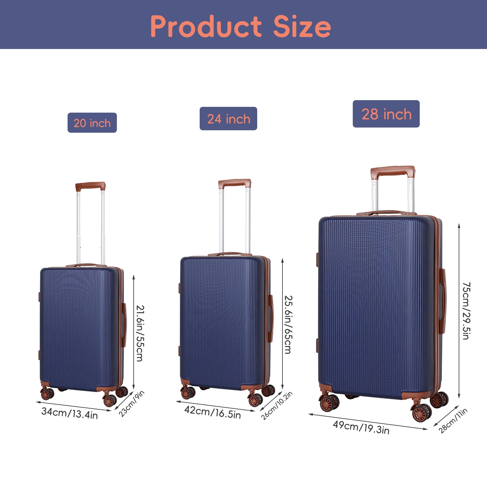 3pcs Hard Shell Luggage Suitcase Set, Carry On Trolley Case With TSA Lock
