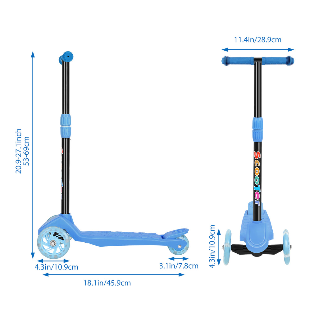 3-Wheeled Toddler Scooter for Kids Ages 2-8, Toddlers Age 3-8 Year Old Boys and Girls- Kid Three Wheel Scooters with LED Light Up Wheels, Lean to Steer, and Height Adjustable