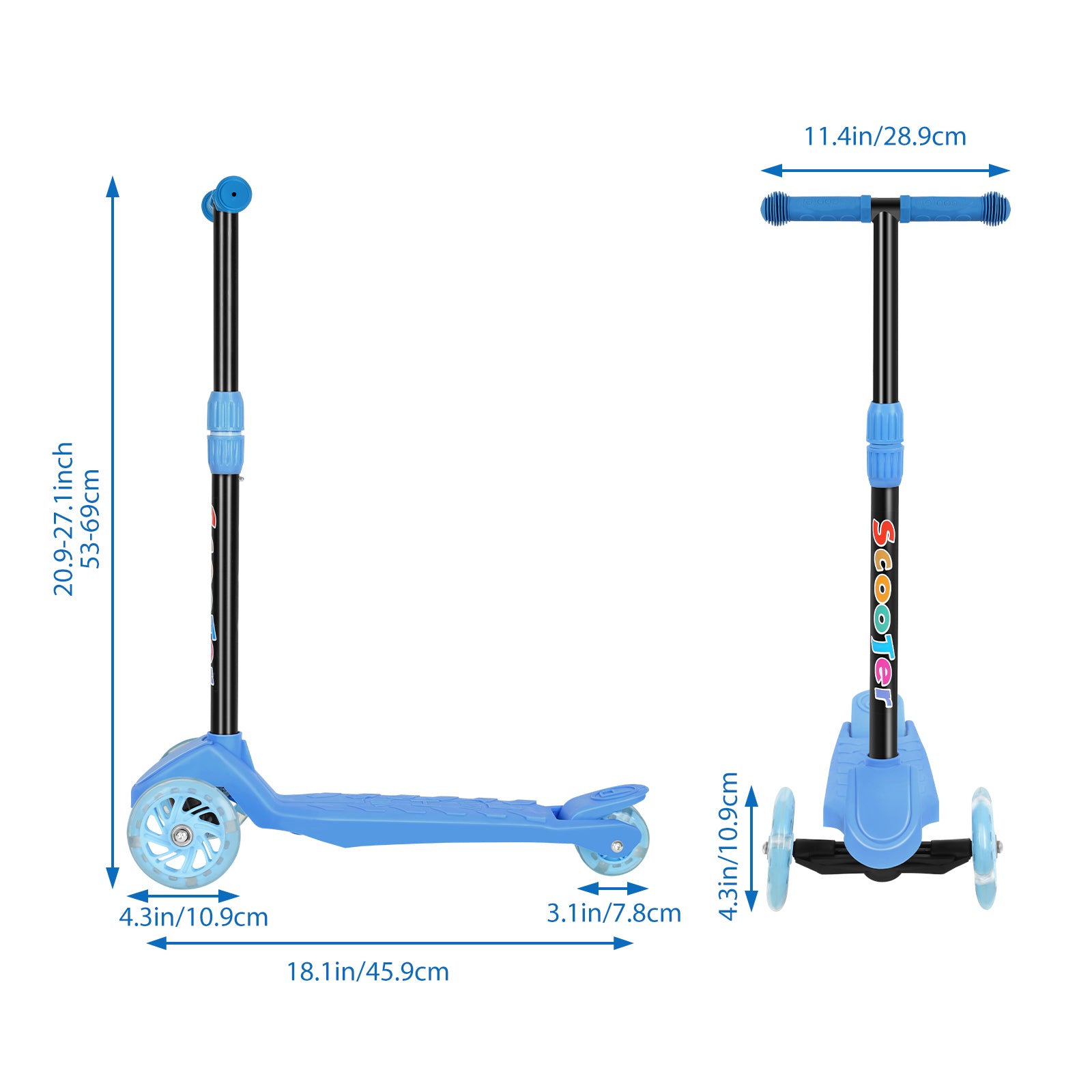 3-Wheeled Toddler Scooter for Kids Ages 2-8, Toddlers Age 3-8 Year Old Boys and Girls- Kid Three Wheel Scooters with LED Light Up Wheels, Lean to Steer, and Height Adjustable