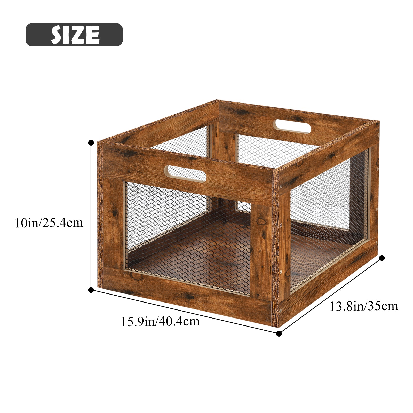 Vintage Wood Vinyl Record Storage Crate - Rustic Album Holder with Integrated Handles - Decorative Storage Case for Records, Books & Magazines