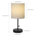 White Fabric Shade Nightstand Lamp with Dual USB Fast Charging Ports, Versatile Metal Desk Lighting for Bedroom, Office, and Living Areas