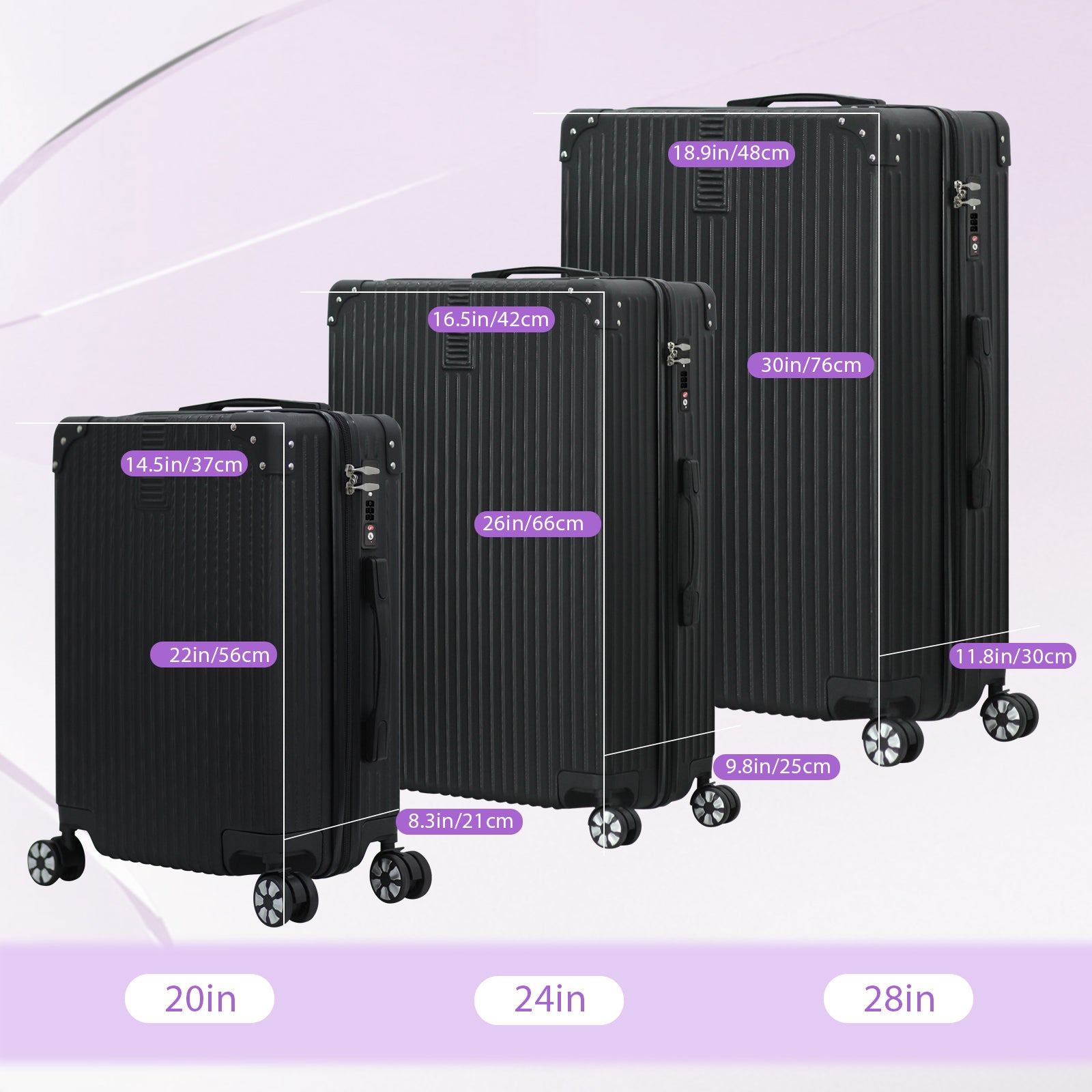 3 Piece Sets Suitcase Luggage set Spinner Carry on