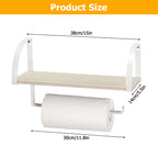 Farmhouse Paper Towel Holder with Shelf - Vintage Wall Mounted Under Cabinet Spice Rack