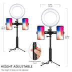 10inch Selfie Ring Light with Tripod Stand & Dual Phone Holders for Live Streaming, Makeup, and YouTube Video Recording