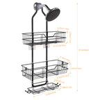 3-Tier Hanging Shower Caddy, Over the Shower Head Bathroom Organizer with Soap Dish & Hooks