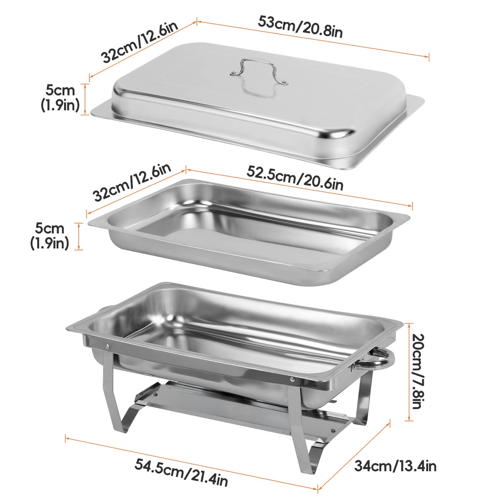 Buffet Set Collapsible Insulated Serving Tray Set, Stainless Steel Chafing Dish Food Warmer for Banquets & Home Parties