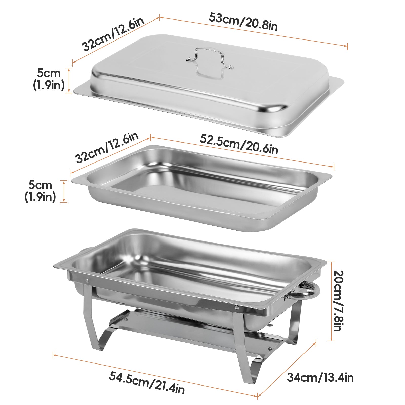 Buffet Set Collapsible Insulated Serving Tray Set, Stainless Steel Chafing Dish Food Warmer for Banquets & Home Parties