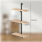 3-Tier Industrial Pipe Shelf, Wall-Mounted Floating Wood Bookshelf for Living Room & Kitchen
