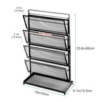 4-Tier Vertical Mesh File Organizer - Desktop Magazine & Letter Rack - Space-Saving Metal Storage Tray for Office Documents & Accessories