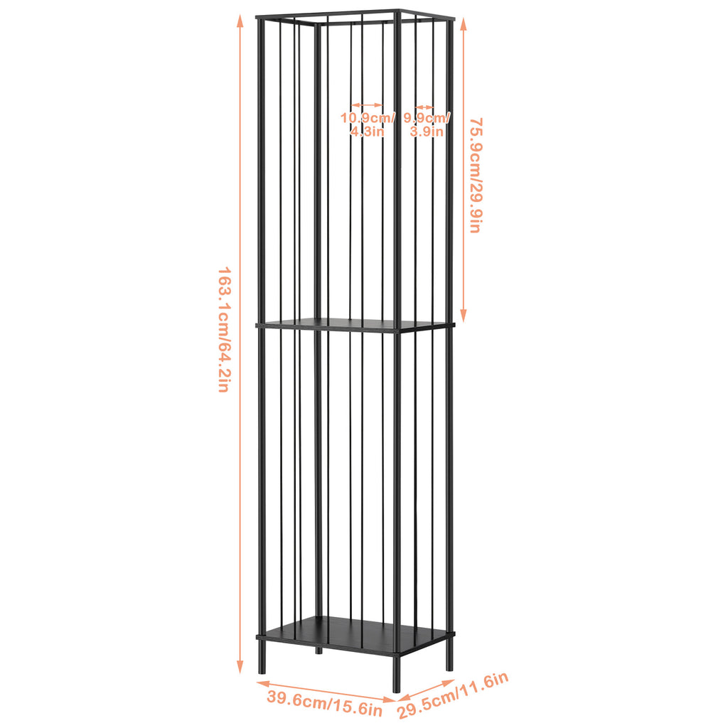 2-Tier Stuffed Animal Zoo Storage Cage - Tall Metal Plush Toy Organizer & Nursery Display, Black,