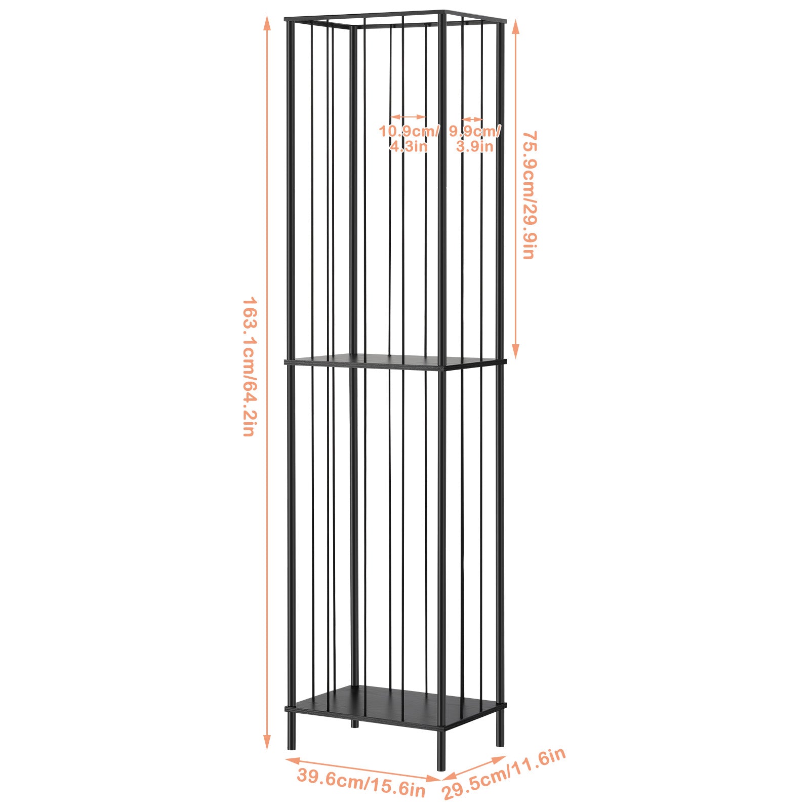 2-Tier Stuffed Animal Zoo Storage Cage - Tall Metal Plush Toy Organizer & Nursery Display, Black,