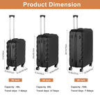 3 Piece Set (20in/24in/28in) Travel Suitcase Hardside Luggage with Spinner Wheel
