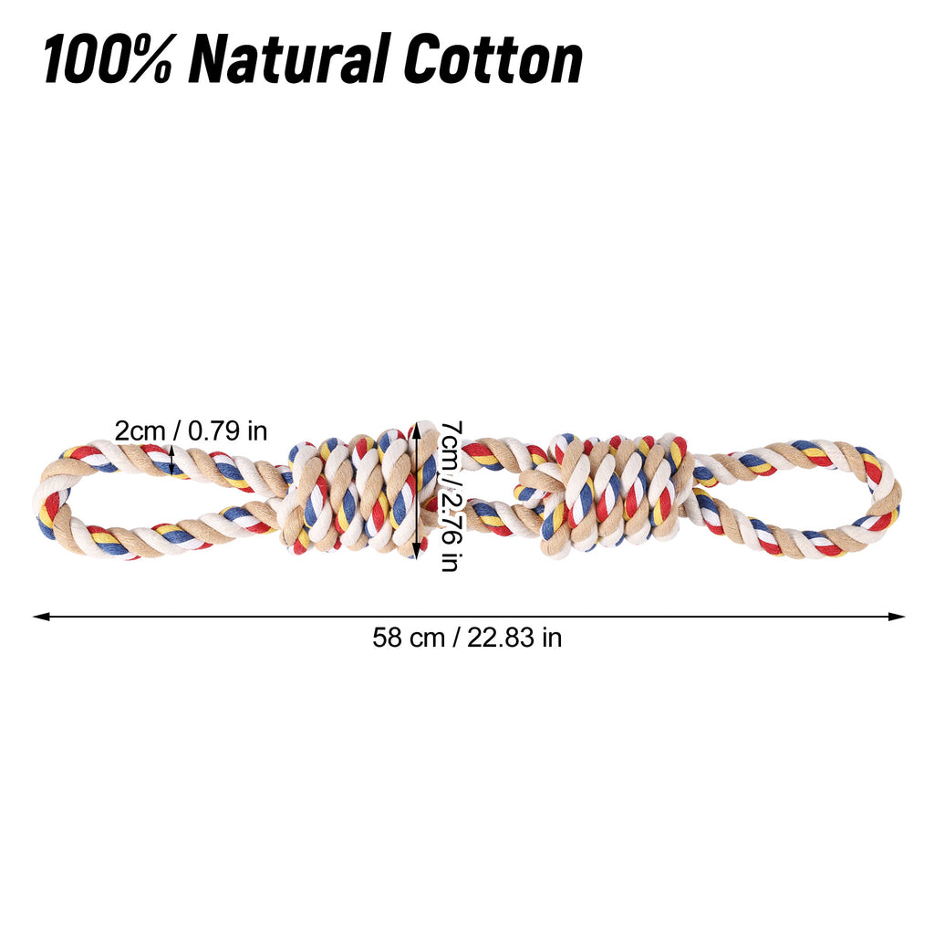 Heavy Duty Dog Rope Toy with 2 Knots, Durable Cotton Chew Toy for Aggressive Chewers, Interactive Tug of War Toy for Large Dogs,