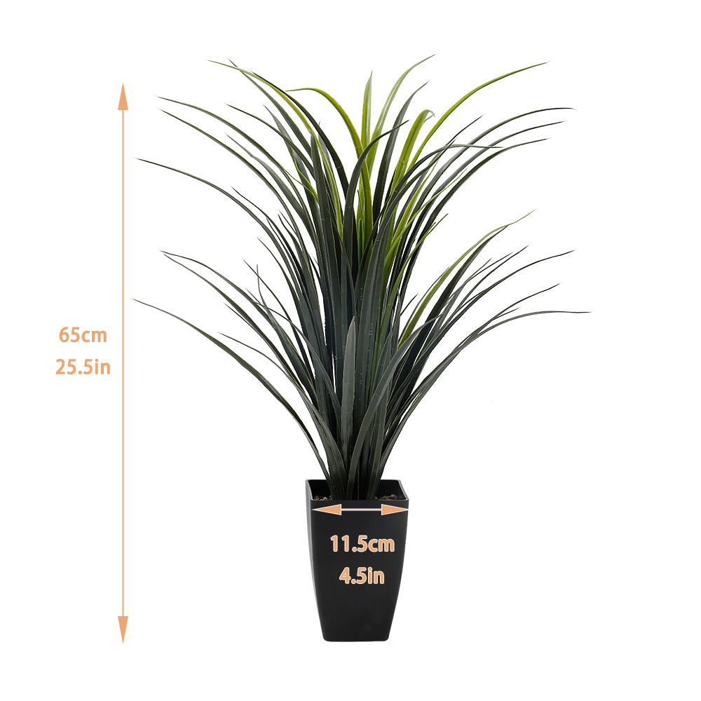 Artificial Ornamental Grass in Black Pot, Large Faux Potted Greenery for Modern Home Decor Office & Garden Decoration