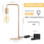 Table Lamp, Industrial Desk Lamps, Small Gold Metal Lamp Suit for Bedside Dressers Coffee Table Study Desk in Bedroom, Guest Room Office