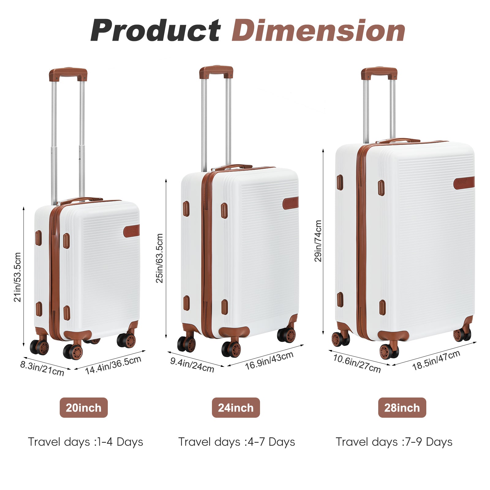 3 Piece Hardshell Luggage Set, Spinner Wheels, Lightweight Suitcase, TSA Locks Fashion Travel Suitcase Trolley Case, 20/24/28 Inches