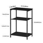 Set of 2 Industrial 3-Tier Nightstands, Slim End Tables with Storage Shelves, Modern Side Tables for Bedroom and Living Room, Black,