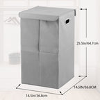 Large Collapsible Laundry Basket with Lid & Liner - Waterproof Clothes Hamper with Handles, Grey
