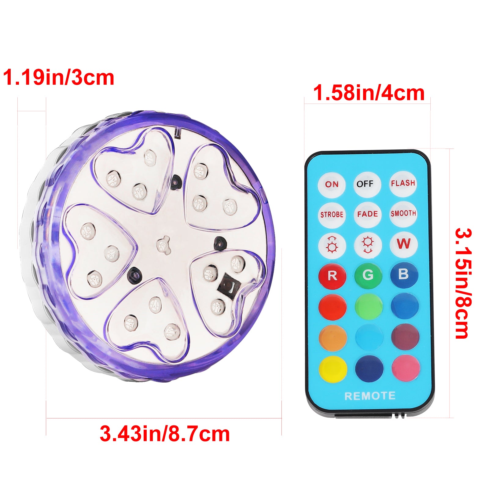 2 Pack Pool light 18 LED Heart Shape Submersible Magnetic Pond Fountain Lights