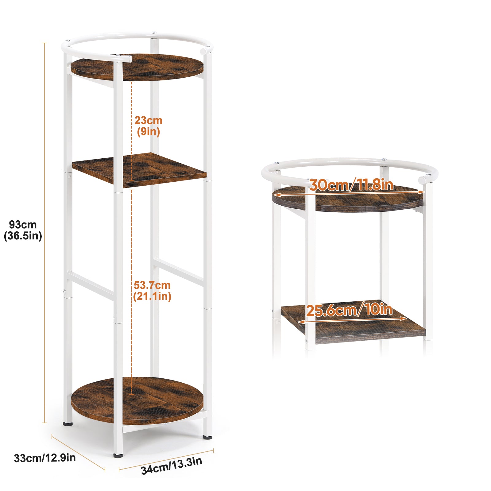 Water Dispenser Stand 5 Gallon - 3-Tier Water Cooler Jug Storage Rack w/ Shelves, Rustic Brown/White