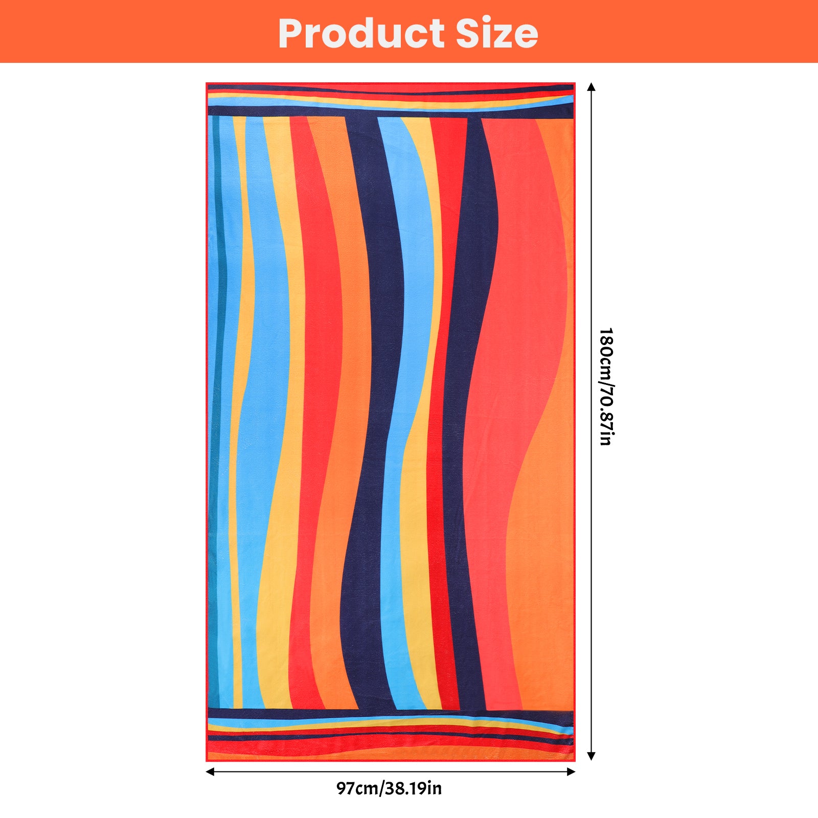 2-Pack Oversized Beach Towels - 70inchx38inch Quick-Dry Sand-Free Swimming Blanket - Vibrant Stripe Microfiber Towel for Pool & Yoga
