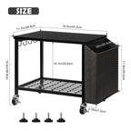 Under-Desk Printer Stand with Storage Bag - Desktop Fax/Scanner Shelf with Side Hooks and Adjustable Feet