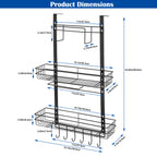 Spice Rack Organizer with Paper Towel Holder & Hooks, 2-Tier Refrigerator Side Storage Shelf, Black