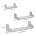Set of 3 White Floating Wall Shelves - Rustic U-Shaped Decorative Display Shelves for Bedroom & Bath