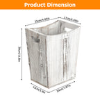 Small Grey Distressed Wood Bin with Dual Handles for Trash Disposal in Bedrooms and Bathrooms