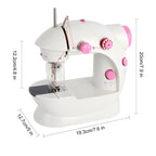 Mini Portable Sewing Machine - Dual Speed Crafting & Mending Machine for Beginners - Includes Foot Pedal, Pink & White