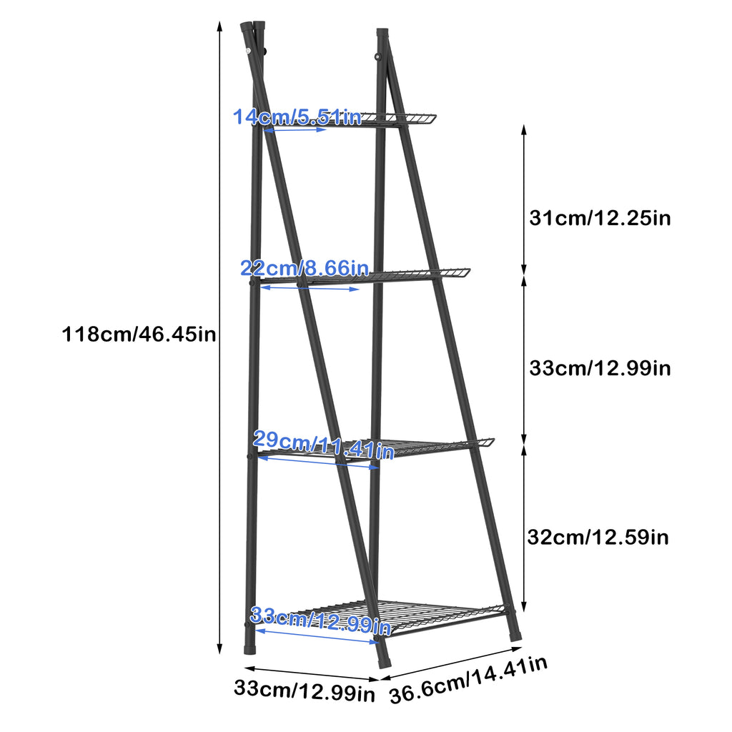4-Tier Metal Ladder Plant Stand - Decorative Indoor/Outdoor Flower Holder & Display Shelf for Succulents