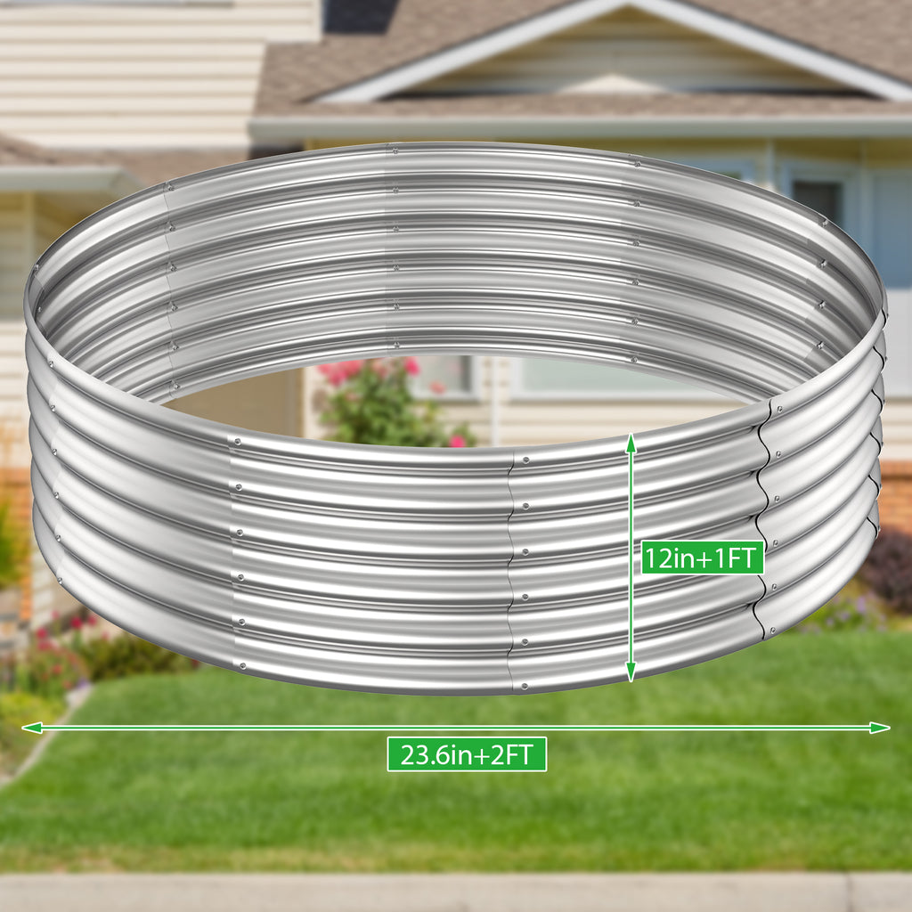 Round Galvanized Raised Garden Bed Kit (2x2x1ft)