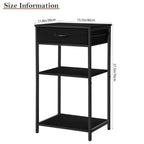 3-Tier Printer Stand with Drawer, Industrial Under Desk Printer Table with Storage Shelves, Rustic Wood Side Table Nightstand for Home Office, Small Printer Cart for Fax Machine, Scanner, Files, Brown