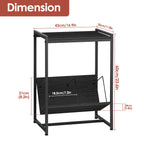 Vintage Vinyl Storage Unit and Turntable Station, Compact Black Side Table with 70 LP Capacity for Home Audio Setup