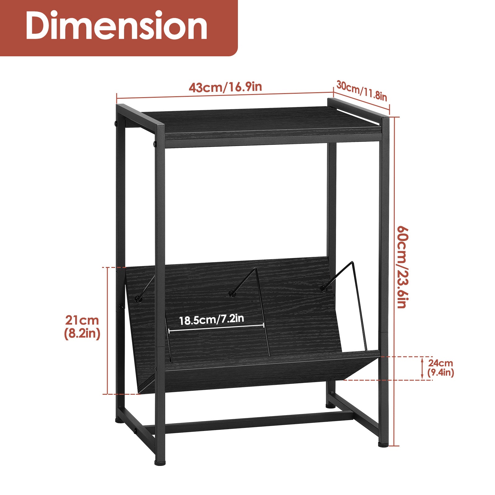 Vintage Vinyl Storage Unit and Turntable Station, Compact Black Side Table with 70 LP Capacity for Home Audio Setup