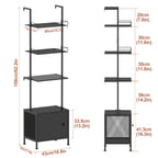 4-Tier Industrial Ladder Shelf with Bottom Storage Cabinet - Wall-Mounted Bookshelf & Display Rack with Metal Frame for Living Room & Office
