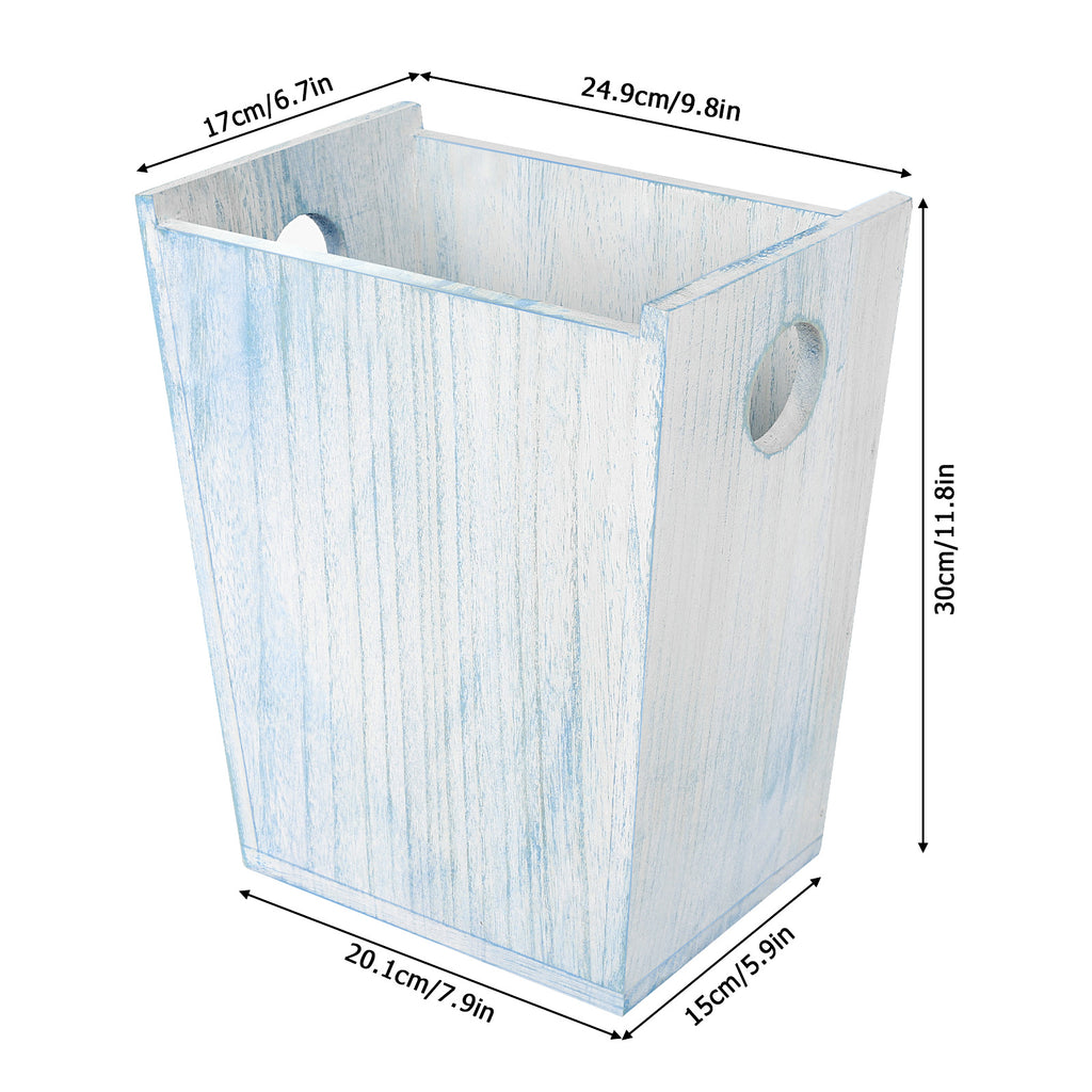 Farmhouse Garbage Can Bathroom Trash Can Wood Waste Bin with Handles Waste Basket for Office Decorative Rectangular Trash Containers Wastebaskets Storage for Living Room Kitchen