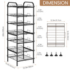 7-Tier Freestanding Water Bottle Organizer, Metal Beverage & Food Storage Rack for Kitchen Pantry,Black/Rustic Brown/White