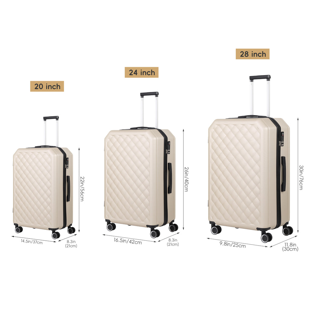 3PCS Travel Trolley Case Hardside Spinner Luggage Bag Set Lightweight 20/24/28 inch