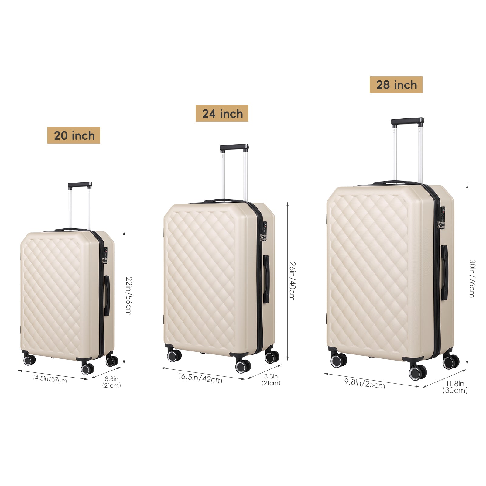 3PCS Travel Trolley Case Hardside Spinner Luggage Bag Set Lightweight 20/24/28 inch